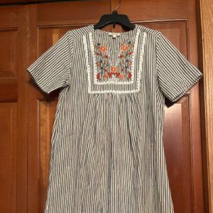 Hidden Alley Striped & Embroidered Dress